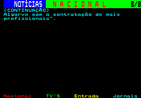 201.8. NOTÍCIAS. N A C I O N A L. 8 8. (CONTINUAÇÃO) Algarve com a contratação de mais profissionais .