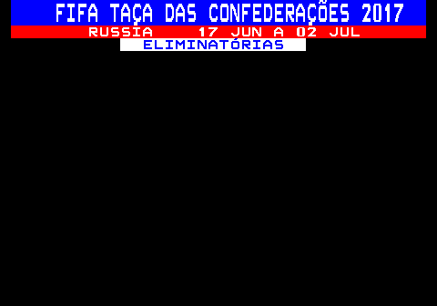 445.1. FIFA TAÇA DAS CONFEDERAÇÕES 2017. RUSSIA 17 JUN A 02 JUL. ELIMINATÓRIAS.