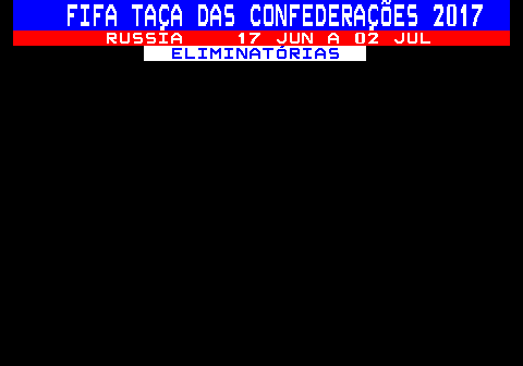 446.1. FIFA TAÇA DAS CONFEDERAÇÕES 2017. RUSSIA 17 JUN A 02 JUL. ELIMINATÓRIAS.