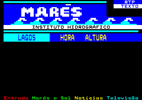 863.1. RTP. TEXTO. INSTITUTO HIDROGRÁFICO. LAGOS. HORA ALTURA.