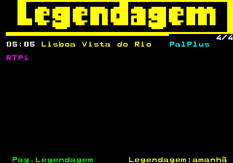 188.4. 4 4 05:05. Lisboa Vista do Rio. PalPlus. RTPi.