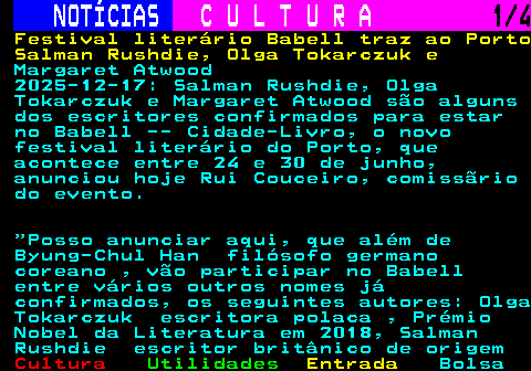 281.1. NOTÍCIAS. C U L T U R A. 1 4. Filme Banzo de Margarida Cardoso de fora da corrida aos Óscares 2026. 2025-12-16: O filme Banzo , da realizadora portuguesa Margarida Cardoso, ficou de fora da lista de finalistas no processo de candidatura aos prémios norte-americanos de cinema Óscares de 2026, revelou hoje a Academia de Cinema dos Estados Unidos. A organização revelou hoje as listas de filmes finalistas às nomeações para os Óscares em 12 categorias, entre as quais a de Melhor Filme Internacional, para a qual concorria a longa-metragem Banzo , de Margarida Cardoso, submetida pela Academia Portuguesa de Cinema.