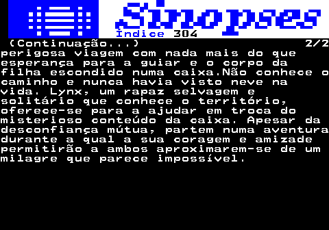 309.2. Índice. 304. (Continuação. ) 2 2modificou Luís, procura a companhia deHelena, a mulher de Forza Leal. Submissae humilhada, Helena é prisioneira na suacasa onde cumpre uma promessa. É ela quevai mostrar a Evita o lado mais negro deLuís e a tenta atrair numa relaçãoambígua de destruição e morte. Perdidanum mundo que não é o seu, Evitaapercebe-se da violência de um tempocolonial à beira do fim. Um tempo deguerra, de perda e de culpa.