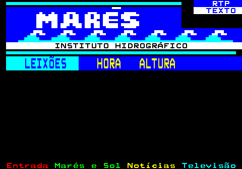 573.1. RTP. TEXTO. INSTITUTO HIDROGRÁFICO. LEIXÕES. HORA ALTURA.